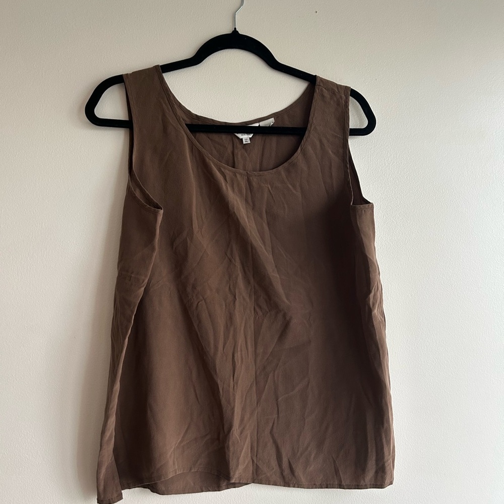 Vintage silk Brown Sleeveless Women's Top - Picture 1 of 3